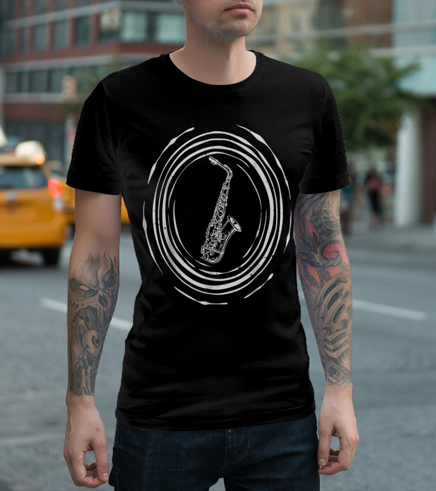 Saxophone Swirl Jazz Band Horn Player Music Saxophone Spiral T-Shirt