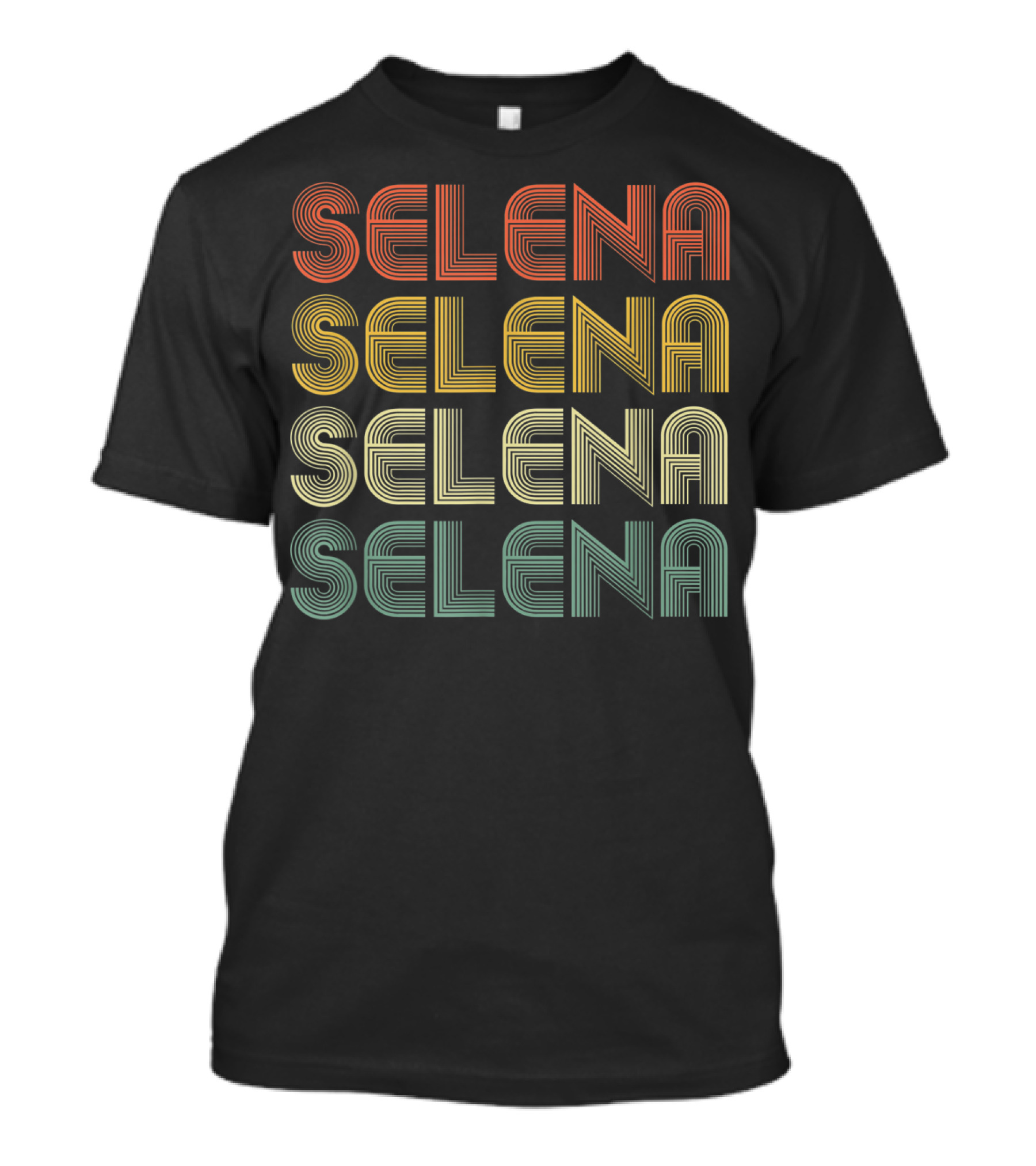 Selena Retro 70s Style Multicolor Personalized Name T-Shirt