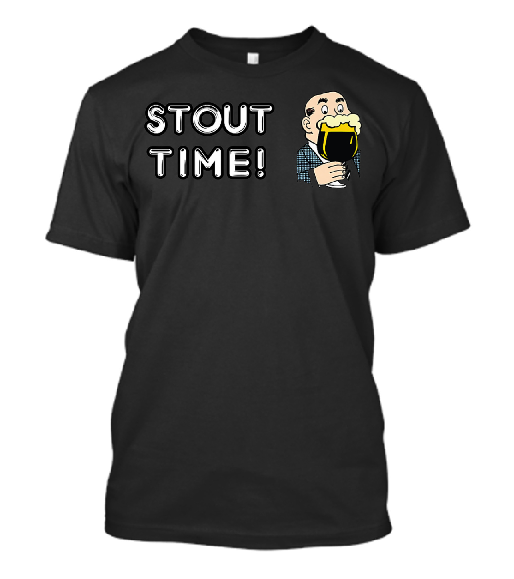 STOUT TIME Beer Character With Pint T-Shirt