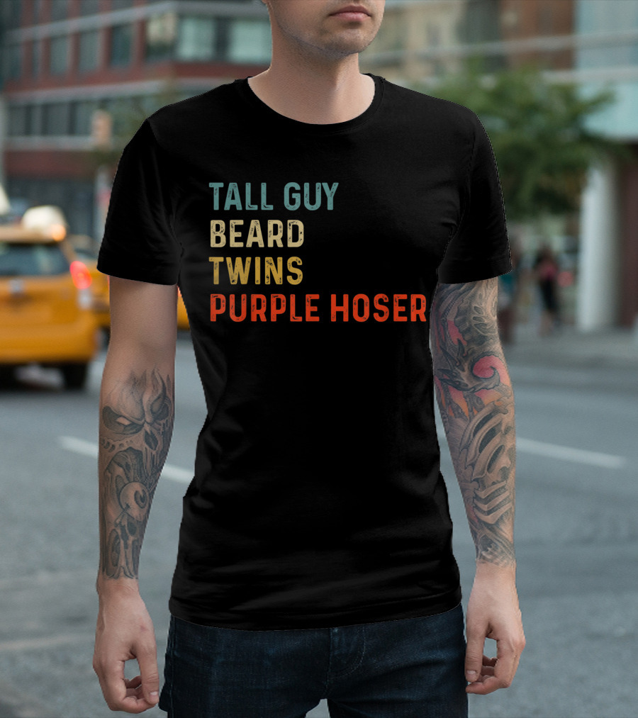 Dude Perfect Tall Guy Beard Twins Purple Hoser T-Shirt