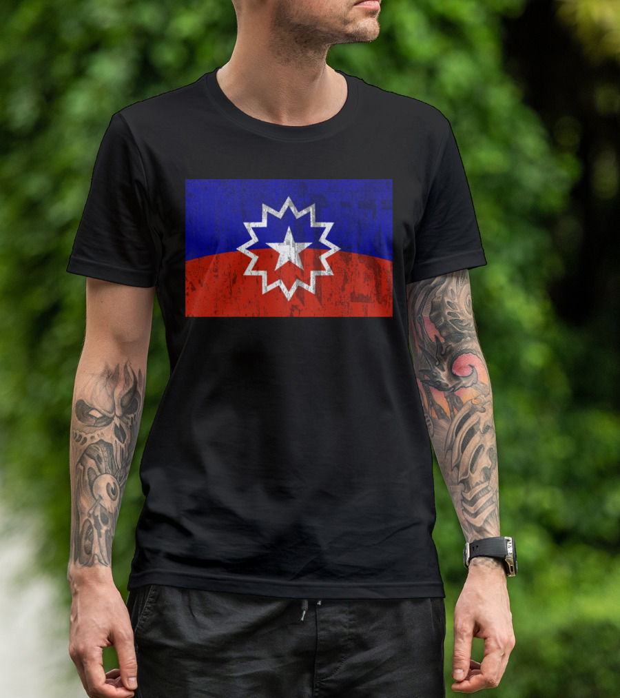 Juneteenth Flag Starburst Symbol On Vintage Style Background T-Shirt