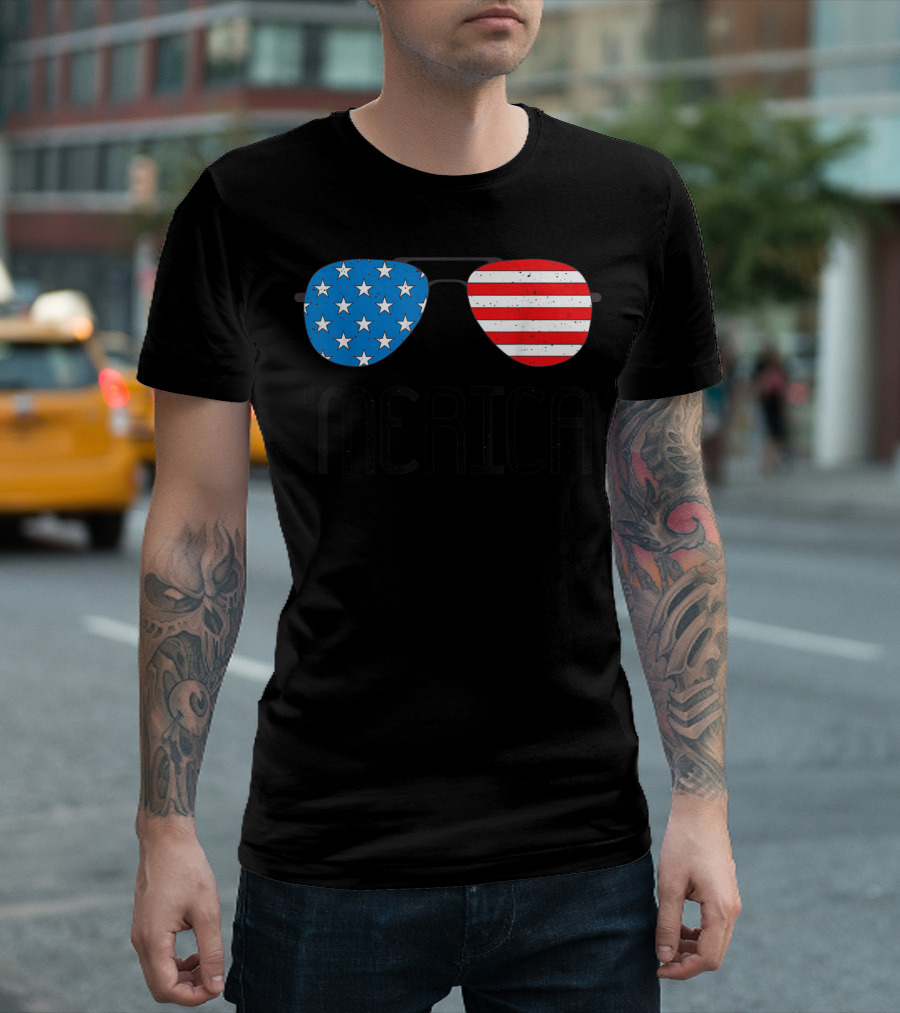 'Merica American Flag Aviators 4th July Stars and Stripes Toddler T-Shirt