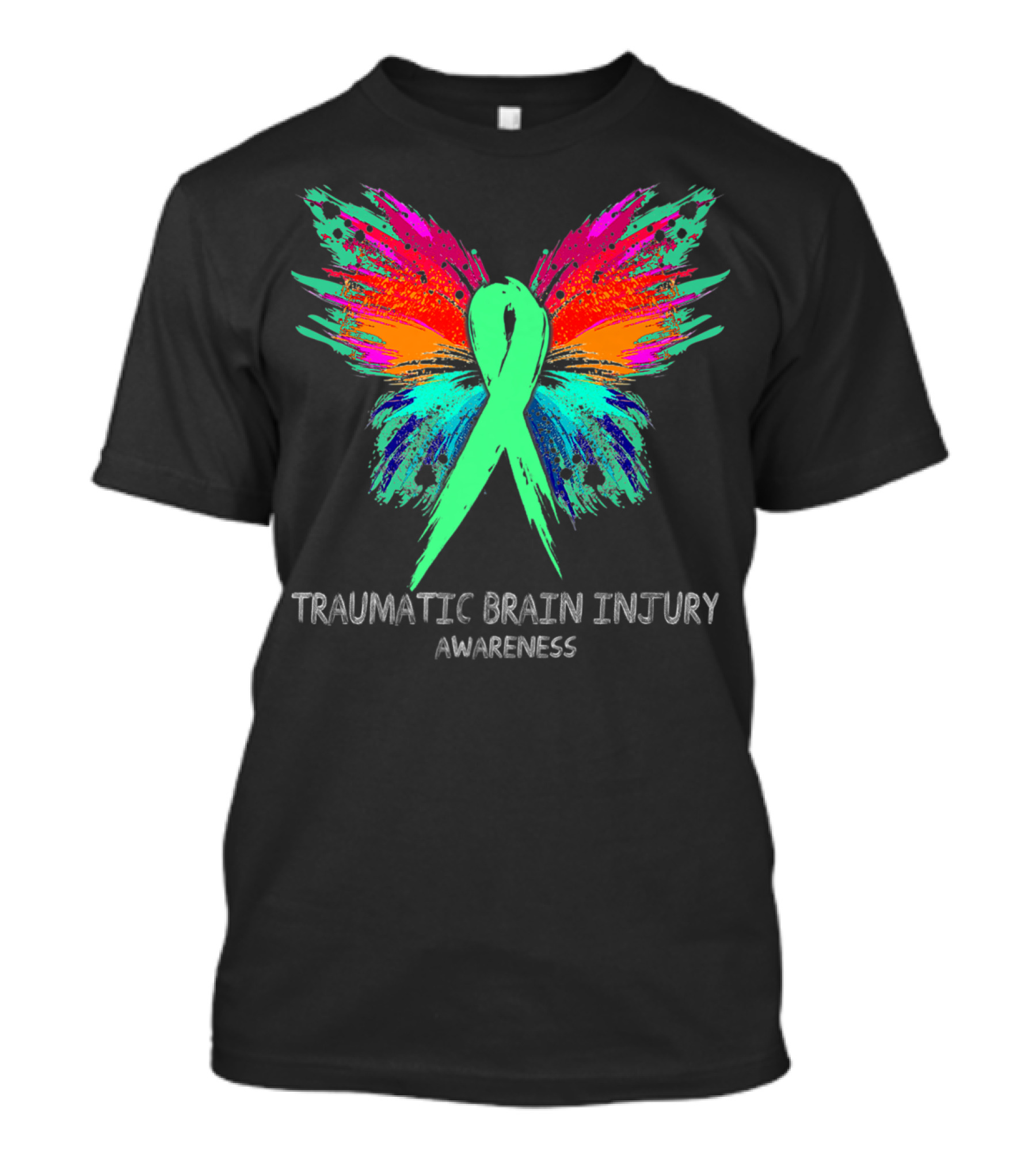 Traumatic Brain Injury Awareness Butterfly Ribbon Wings T-Shirt