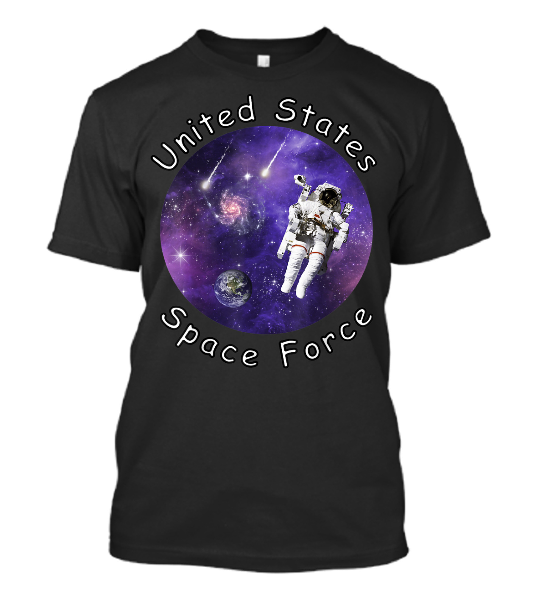 United States Space Force Astronaut Floating In Cosmic Galaxy T-Shirt