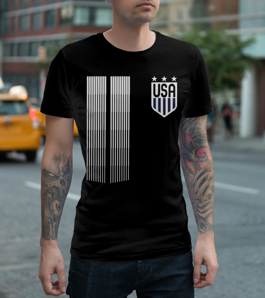 USA Soccer Stars Emblem With Vertical Stripes T-Shirt