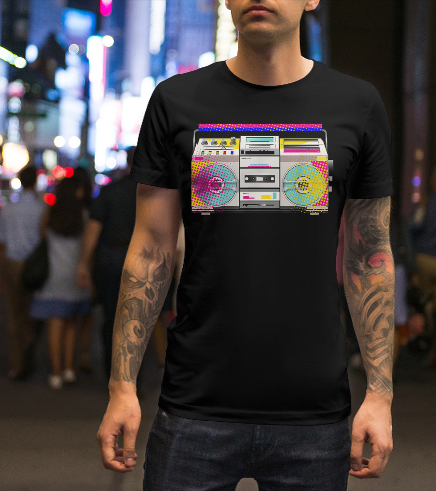 Boom Box 80s Cassette Player Retro Vibes T-Shirt