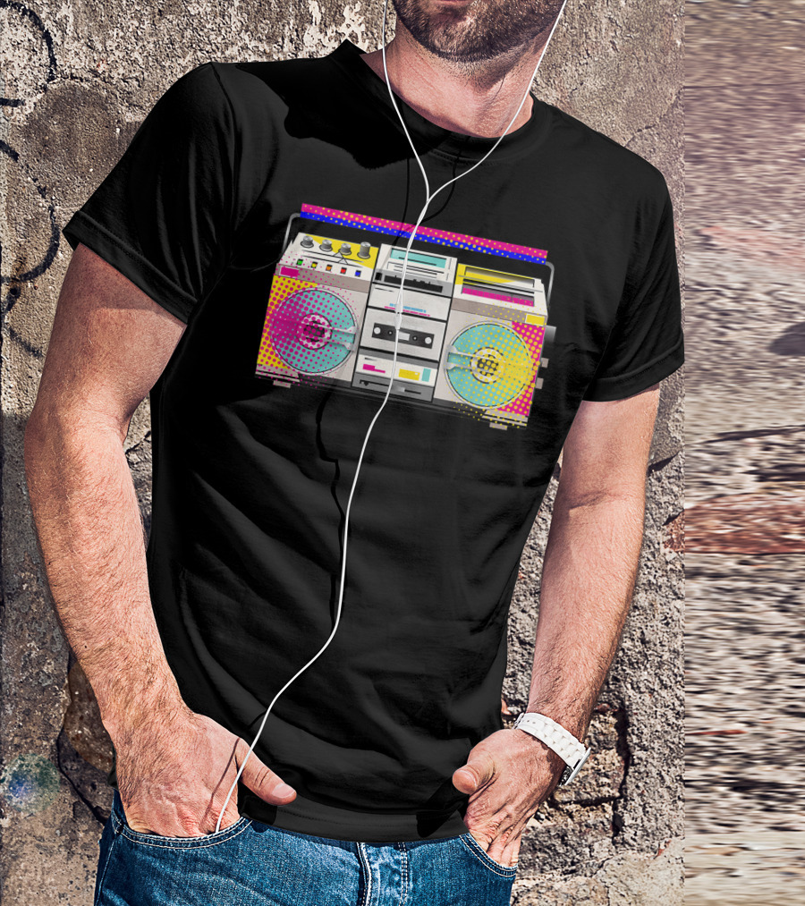 Boom Box 80s Cassette Player Retro Vibes T-Shirt