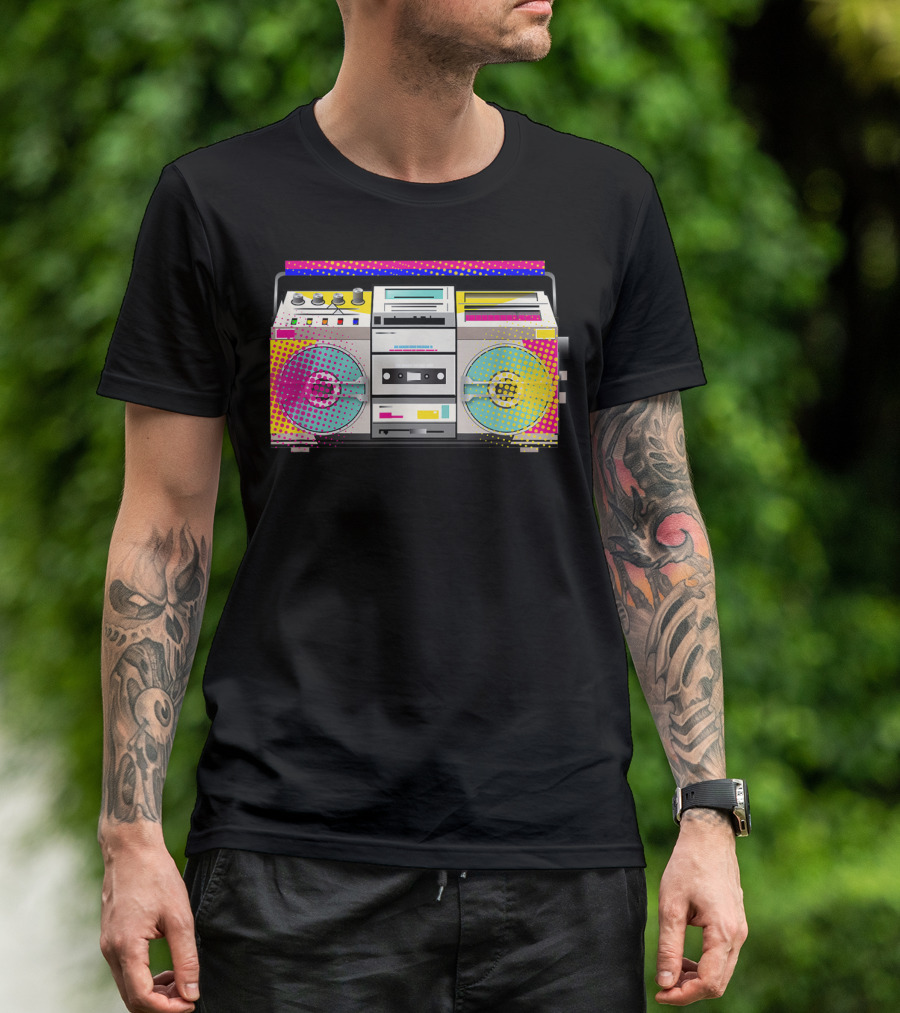 Boom Box 80s Cassette Player Retro Vibes T-Shirt