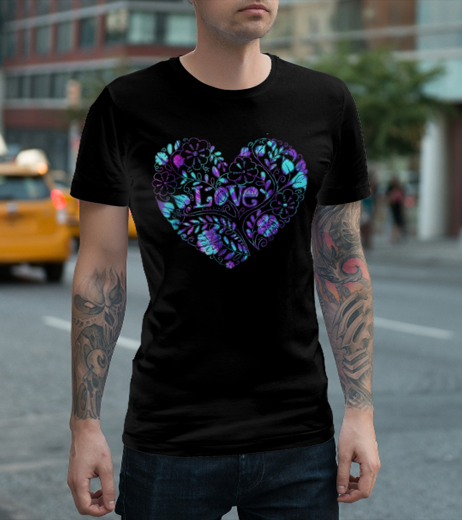 Vintage Hippie Tie Dye Love Heart Floral T-Shirt