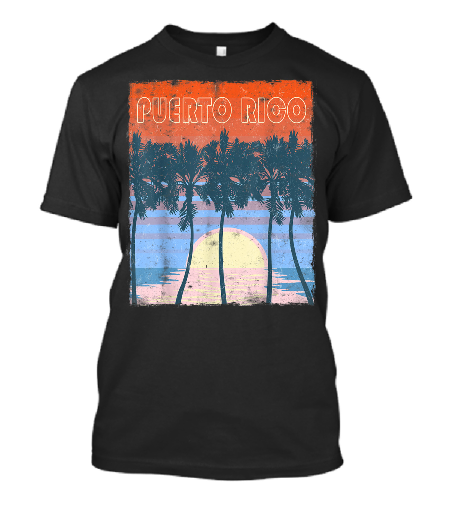 Vintage Sunset Puerto Rico Palm Trees Souvenir T-Shirt