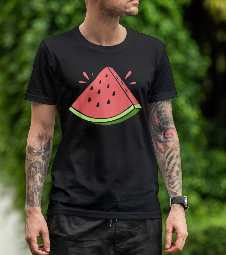 Watermelon Slice With Juice Droplets T-Shirt