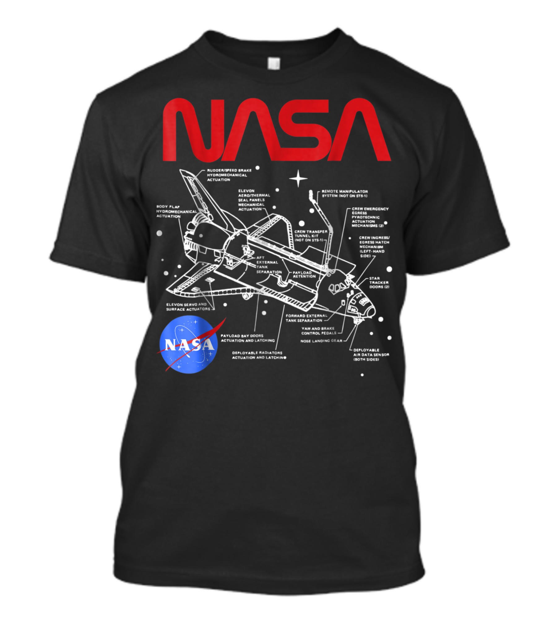 NASA Space Shuttle Schematic Diagram With Labels T-Shirt