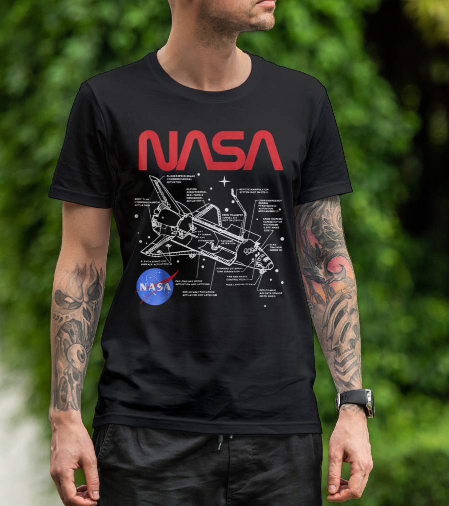 NASA Space Shuttle Schematic Diagram With Labels T-Shirt