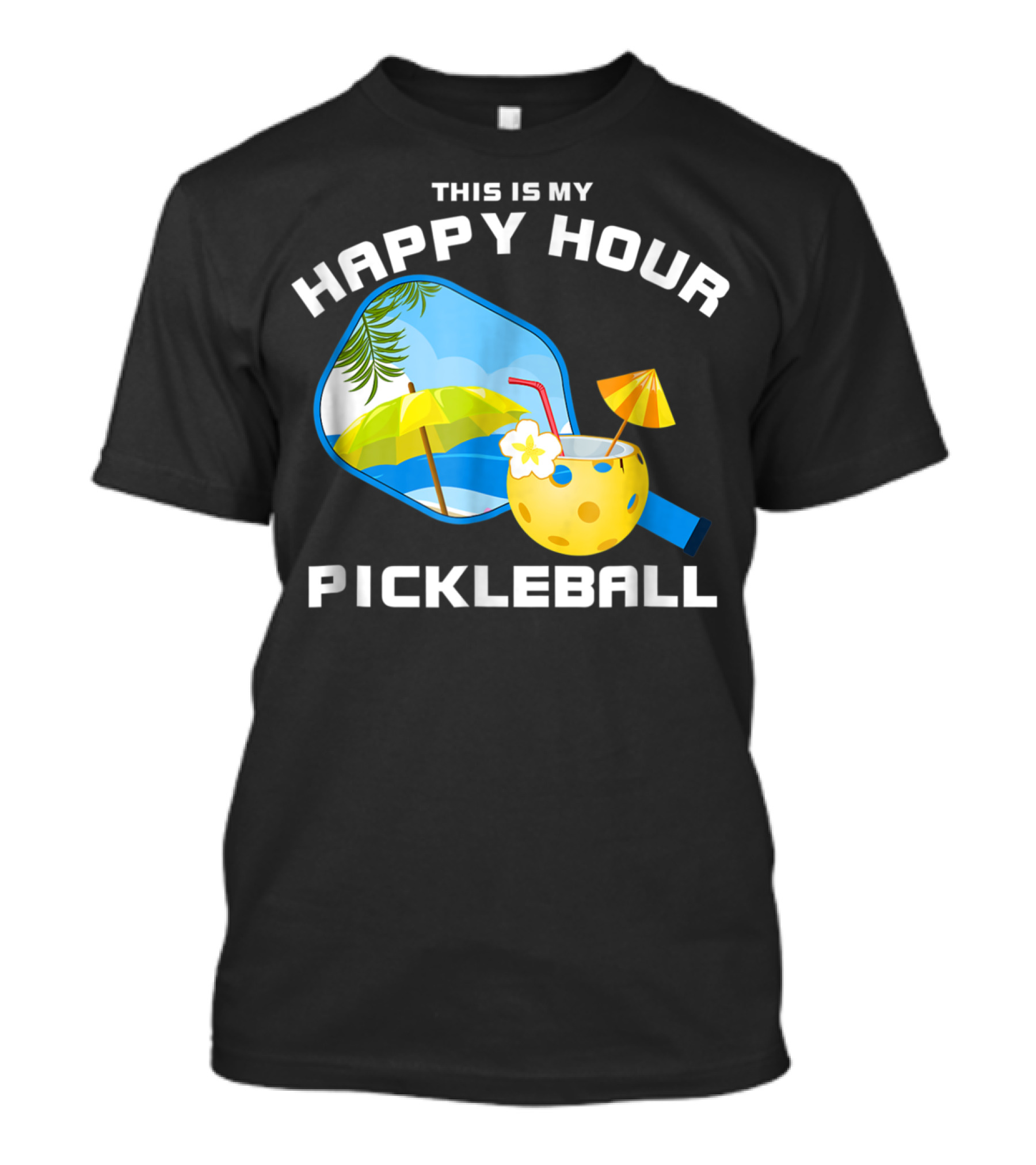 This Is My Happy Hour Pickleball Tropical Vibes Paddle And Drink T-Shirt