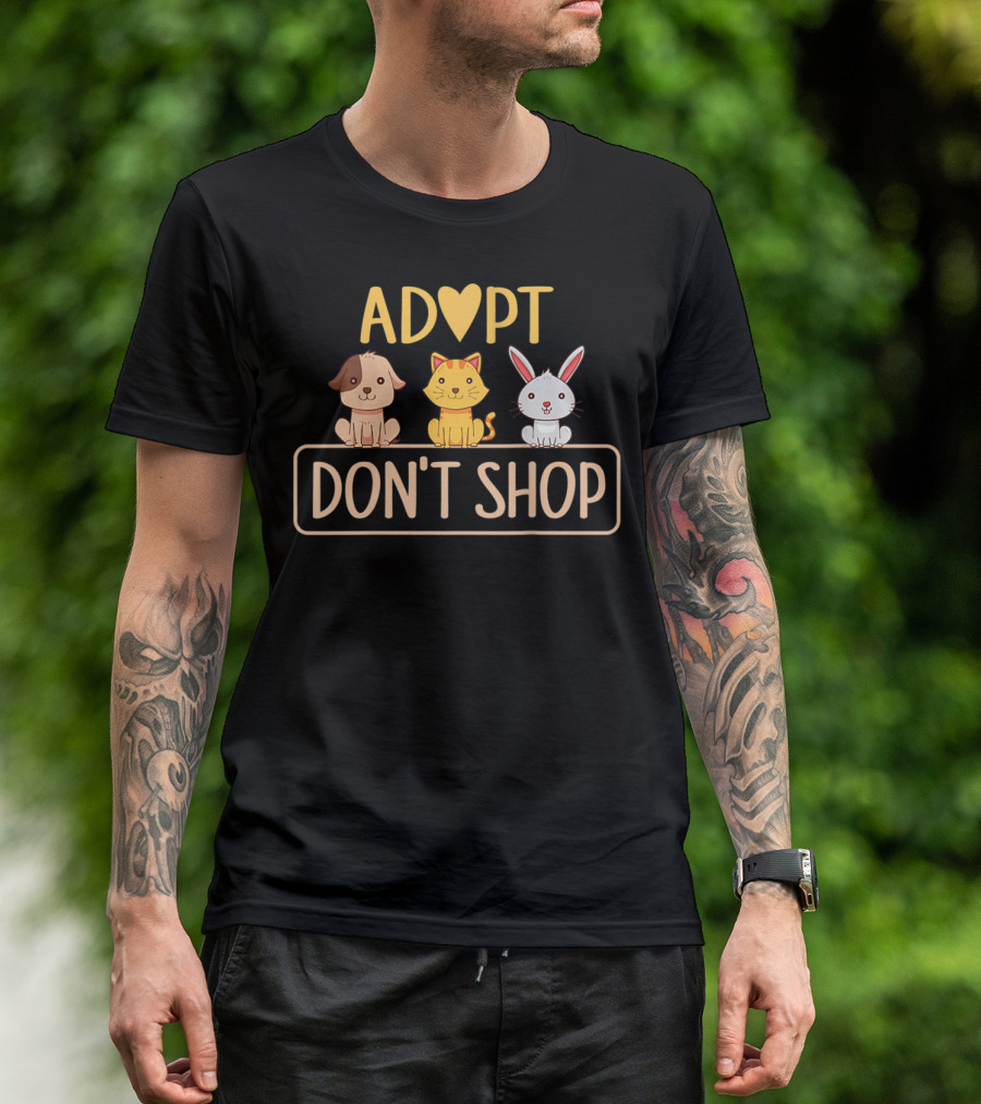 Adopt Don't Shop Family Fur Babies Dog Cat Rabbit T-Shirt