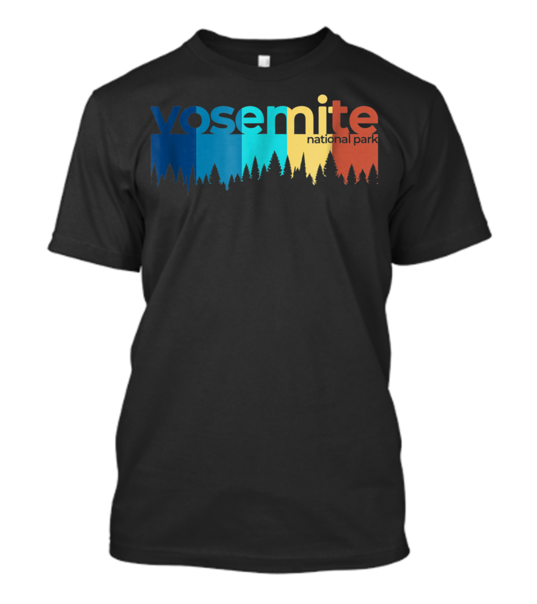 Yosemite National Park Vintage Forest Silhouette Multicolor T-Shirt