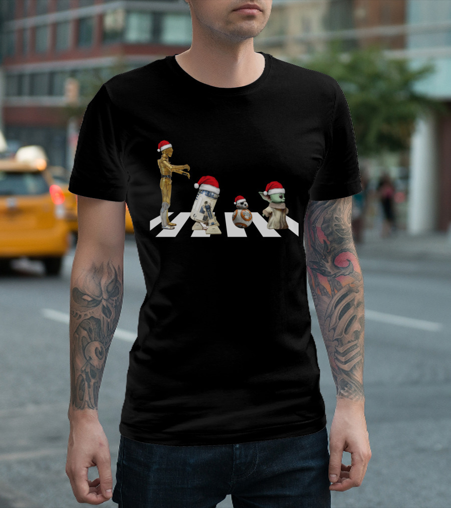 Star Wars Christmas Abbey Road C-3PO R2-D2 BB-8 Baby Yoda T-Shirt