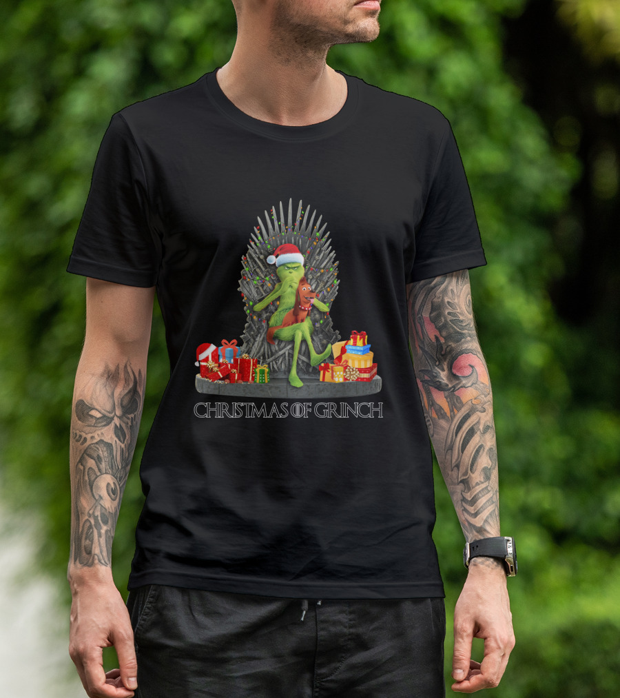 Christmas Of Grinch Iron Throne Santa Hat Gifts T-Shirt