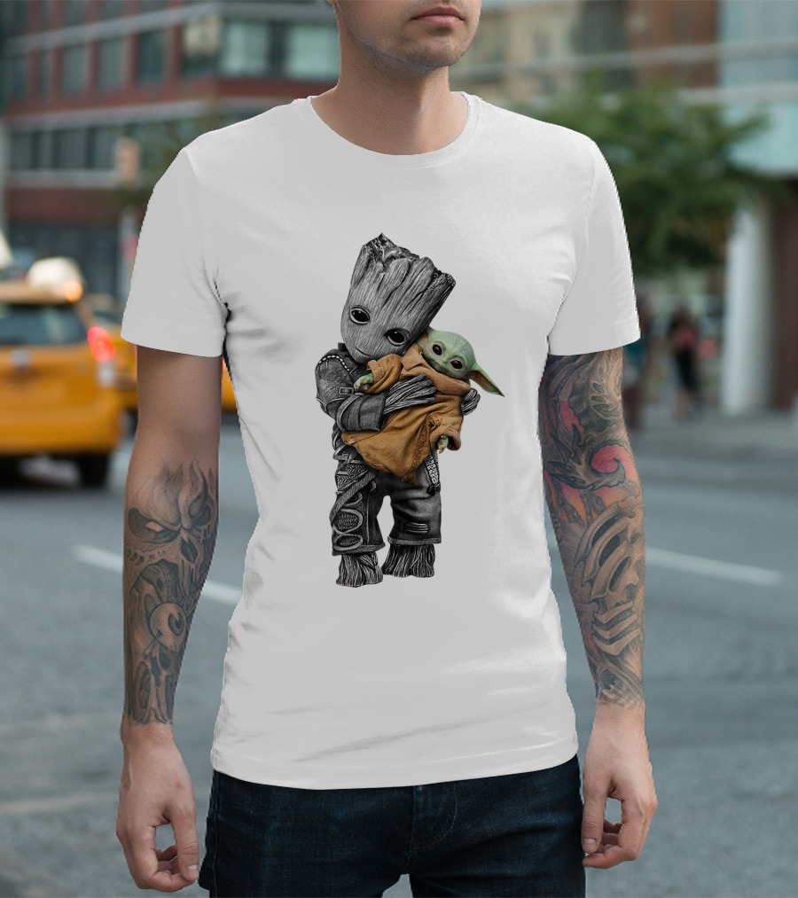 Groot Holding Baby Yoda T-Shirt