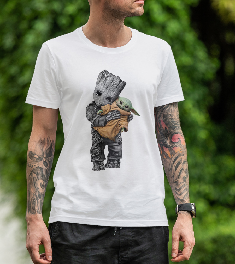 Groot Holding Baby Yoda T-Shirt