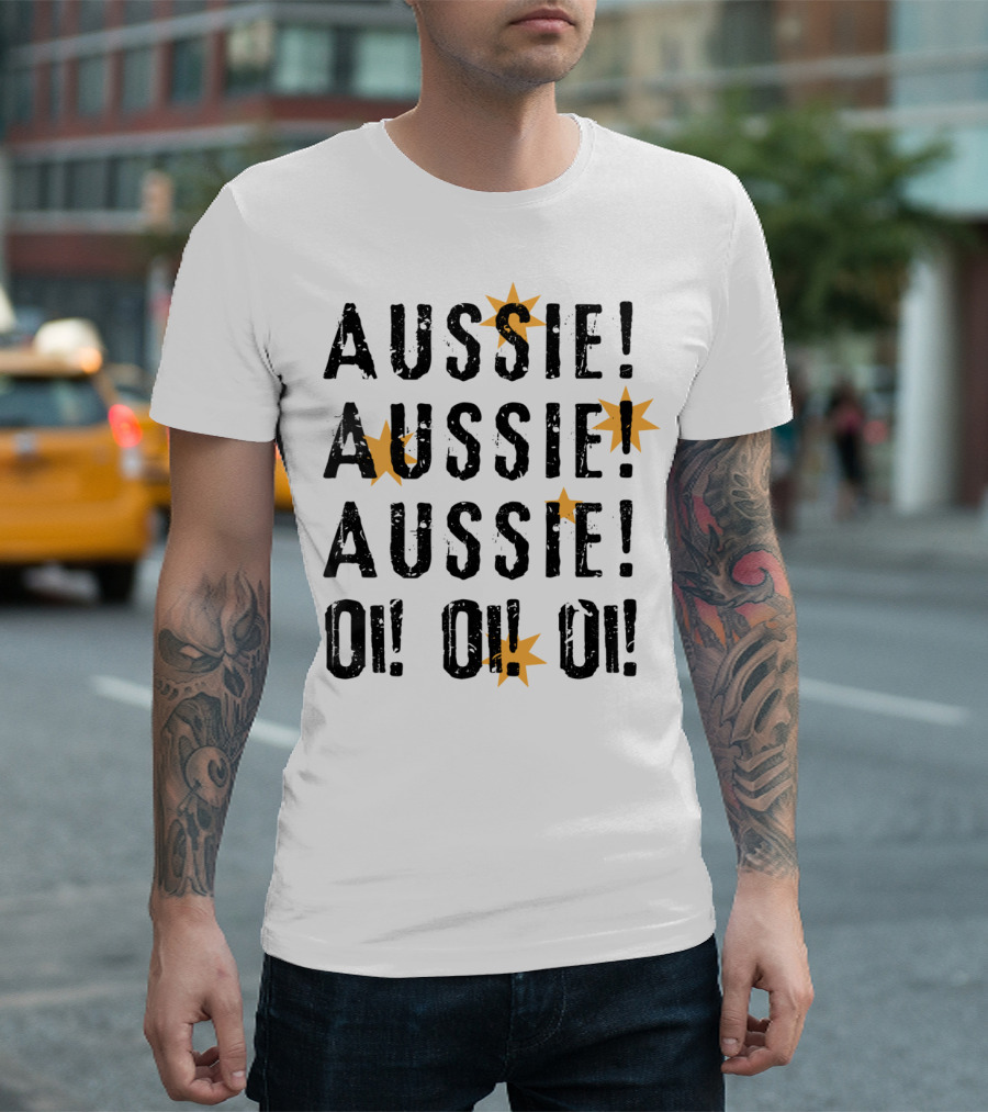 Aussie Aussie Aussie Oi Oi Oi with Southern Cross Stars T-Shirt