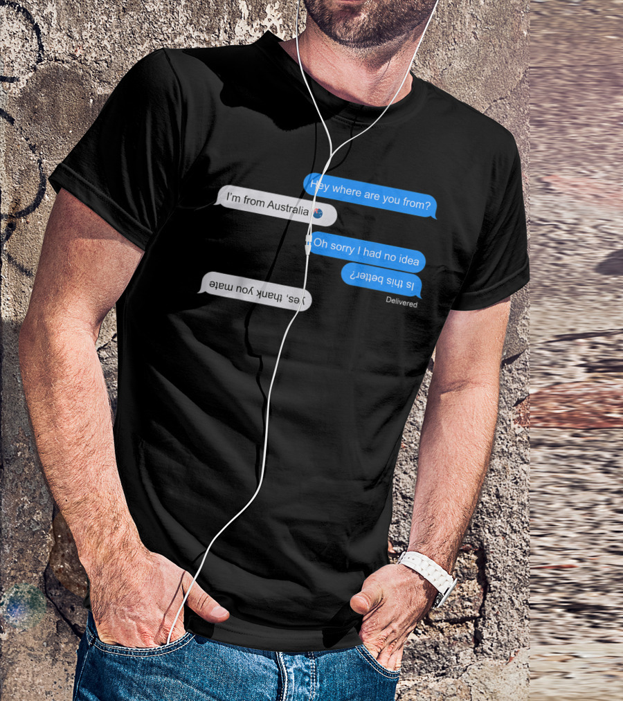 Australia Text Chat Upside Down Funny I'm From Australia Emoji T-Shirt