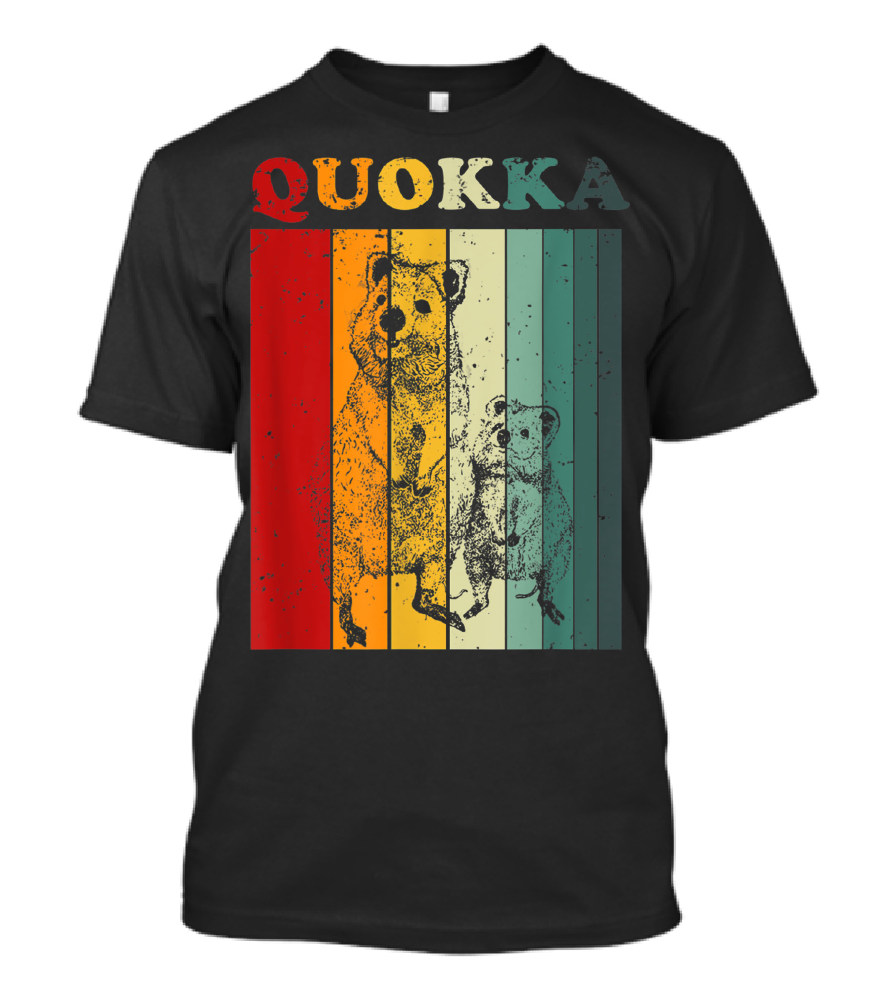 Quokka Rainbow Stripes Retro Australia Outback T-Shirt