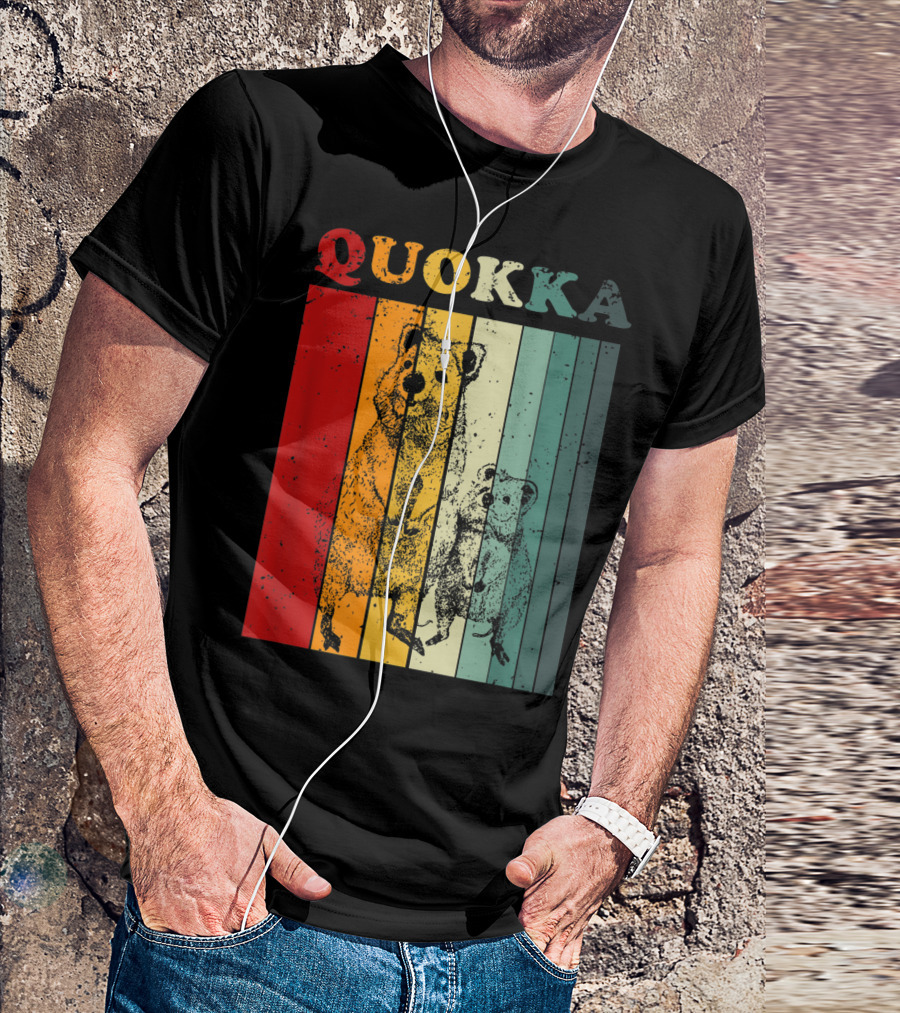 Quokka Rainbow Stripes Retro Australia Outback T-Shirt