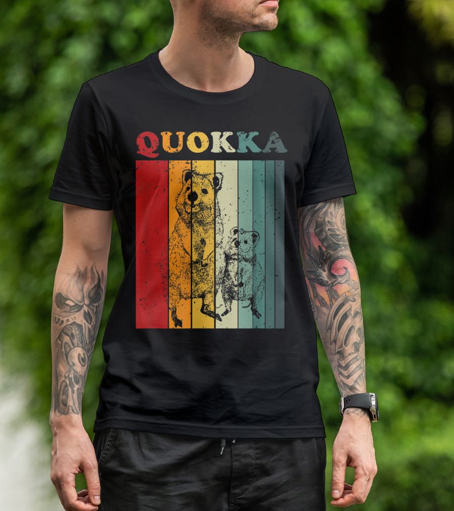 Quokka Rainbow Stripes Retro Australia Outback T-Shirt