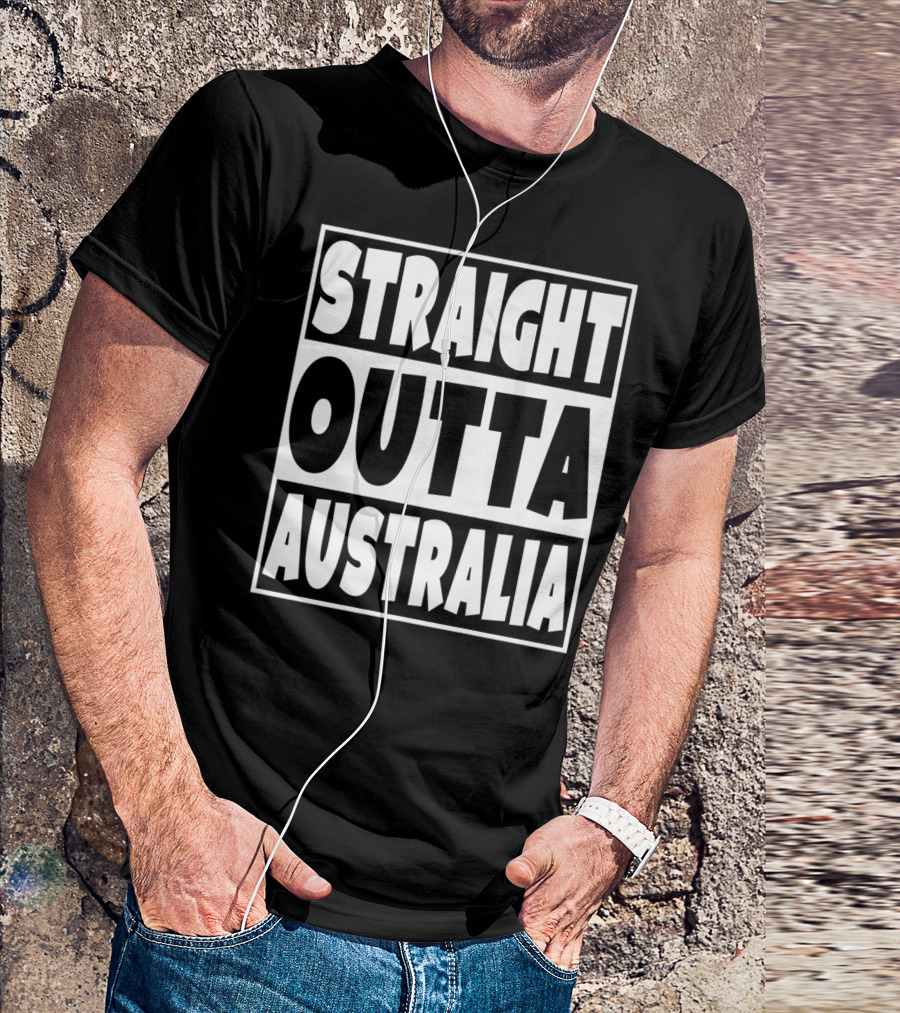 Straight Outta Australia Funny Aussi Tee Kangaroo Humor T-Shirt