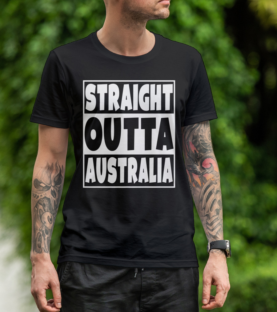 Straight Outta Australia Funny Aussi Tee Kangaroo Humor T-Shirt