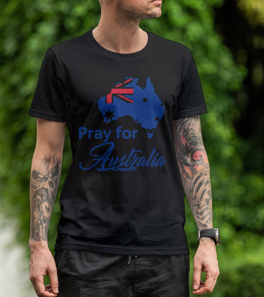 Pray For Australia Rain Save Australian Map Flag Stars T-Shirt
