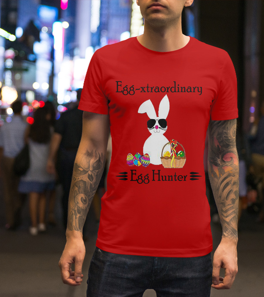 Egg-xtraordinary Egg Hunter Easter Boy Girl Cool Bunn T-Shirt