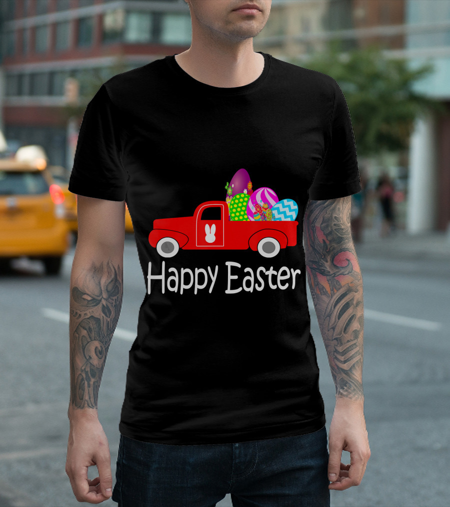 Happy Easter Vintage Truck With Easter Eggs T-Shirt