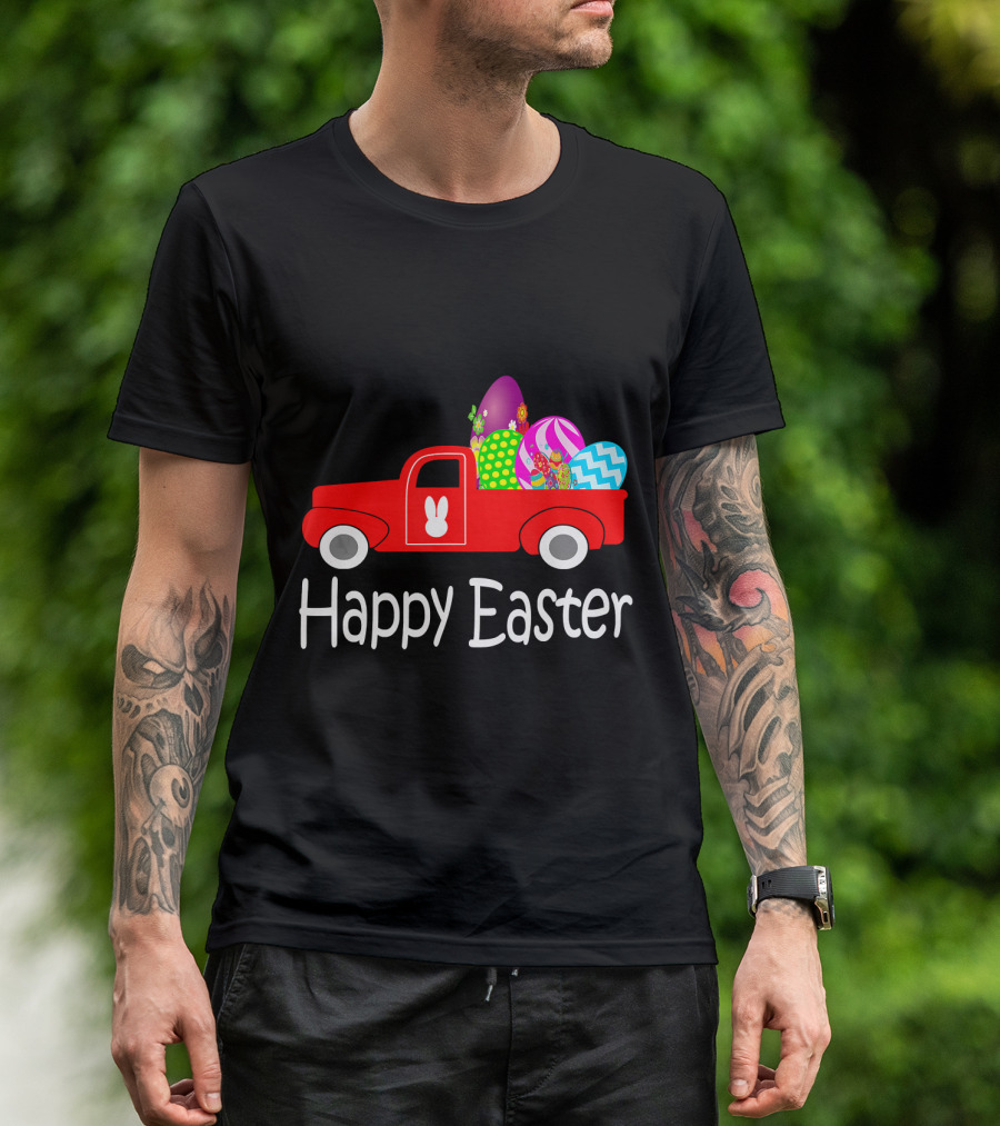 Happy Easter Vintage Truck With Easter Eggs T-Shirt
