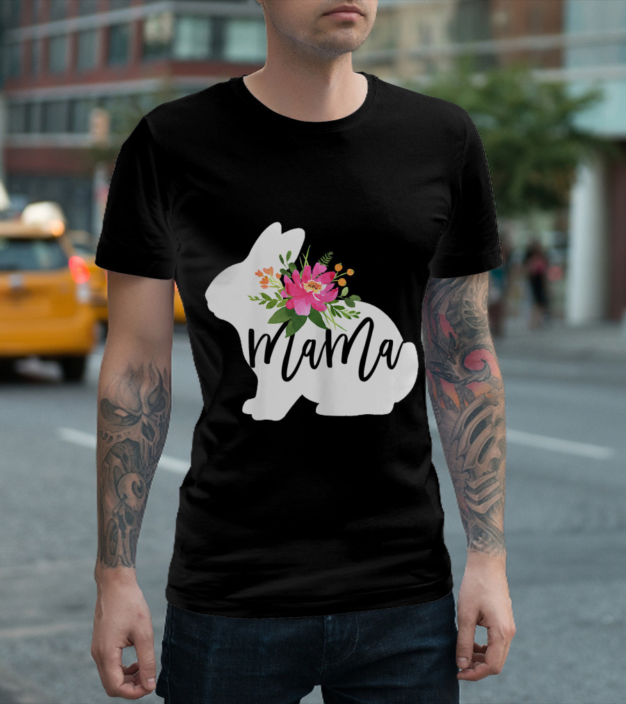 Mama Bunny Watercolor Floral Easter Bouquet T-Shirt