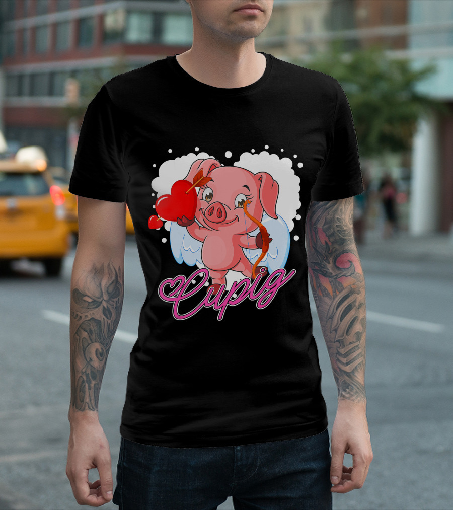 Cupig Pig Lovers Cute Pig with Heart and Bow T-Shirt