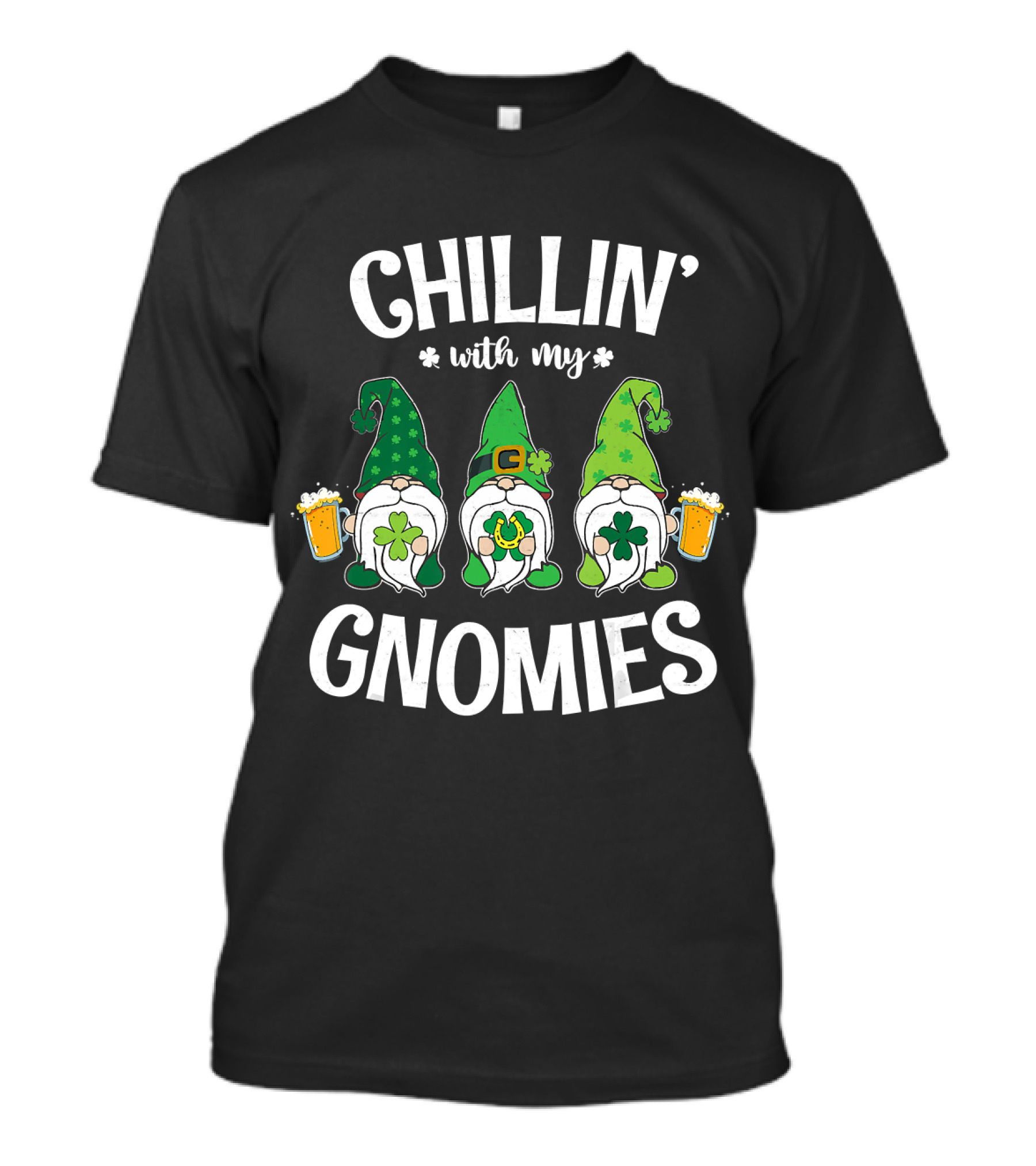 Chillin' With My Gnomies Shamrock Beer St. Patrick's Day Gnome Trio T-Shirt