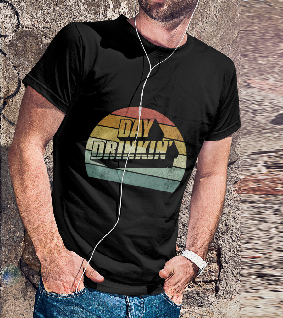 Retro Day Drinkin' Vintage Stripes Women Men Drink Lover T-Shirt