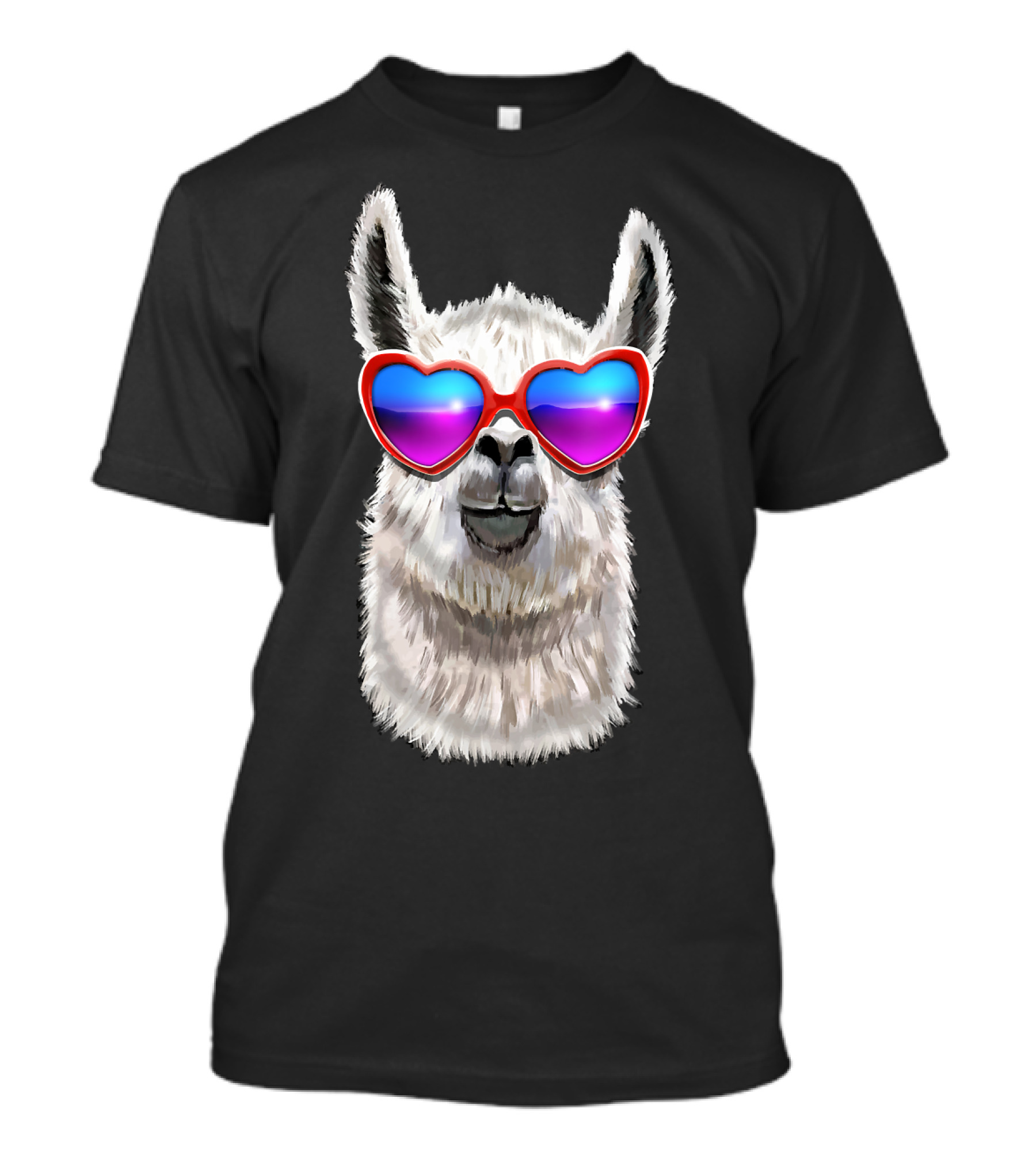 Llama Lover Valentine's Day Heart Sunglasses T-Shirt