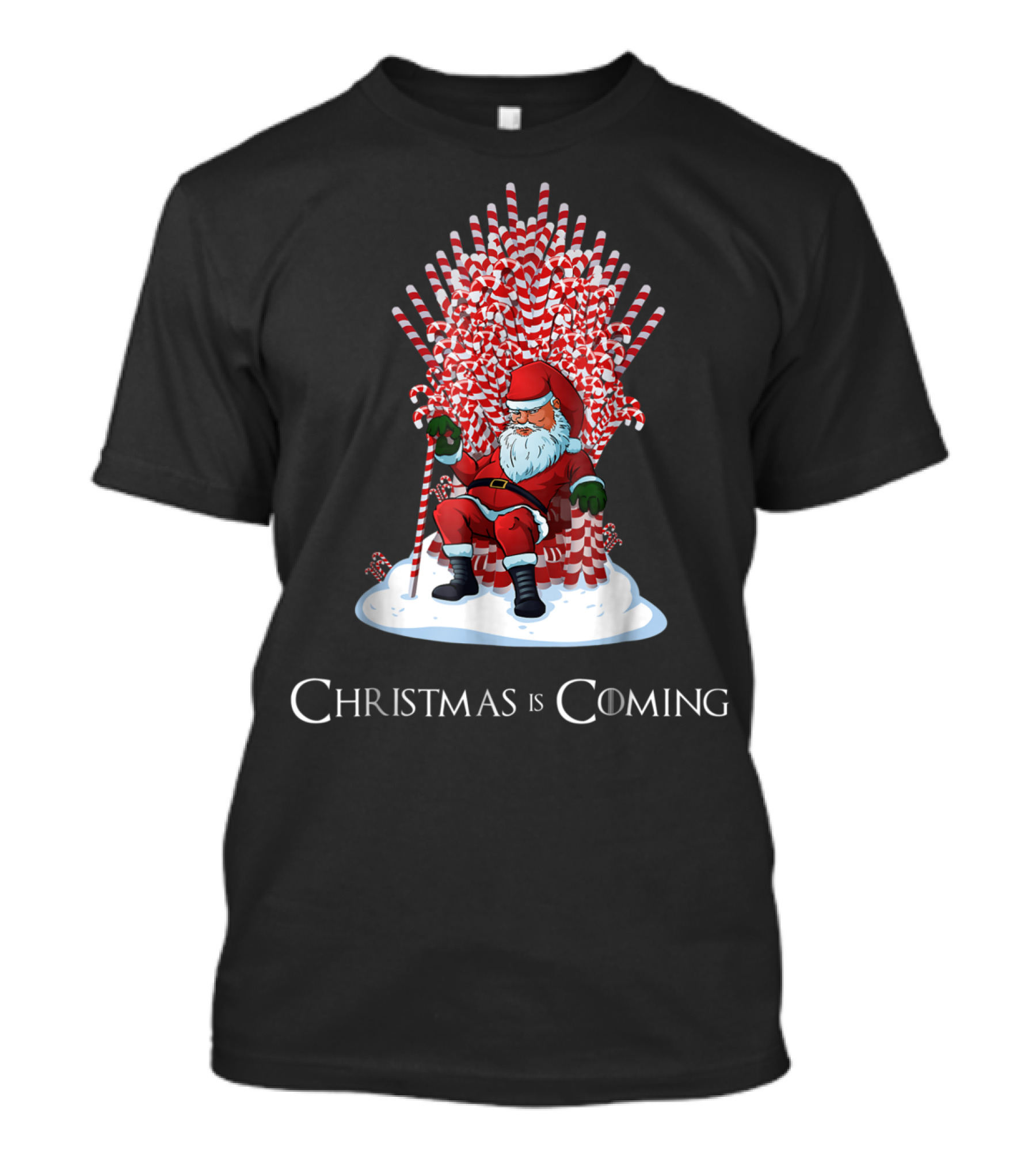 Santa Candy Cane Throne Christmas Is Coming T-Shirt