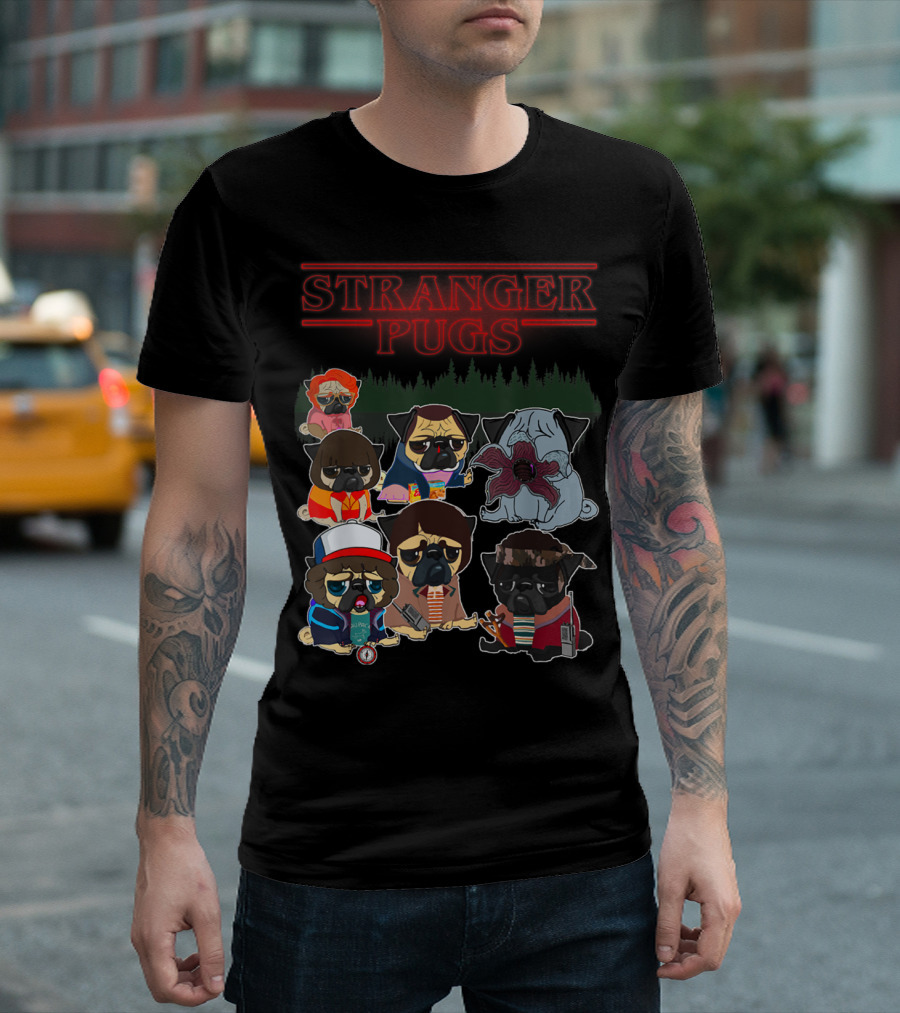 Stranger Pugs Funny Things Parody With Character T-Shirt