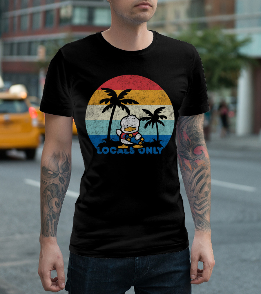 Pekkle Locals Only Retro Sunset Palm Trees T-Shirt