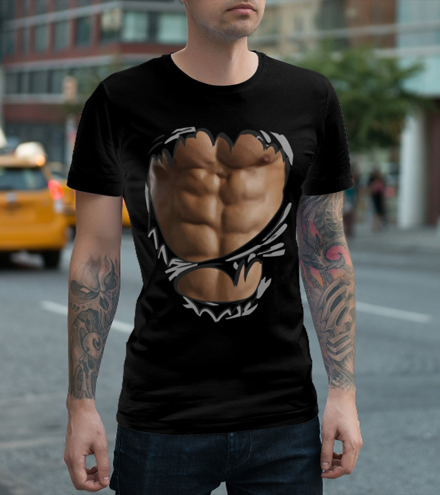 Abs Muscles Ripped Effect Six-Pack Illusion T-Shirt