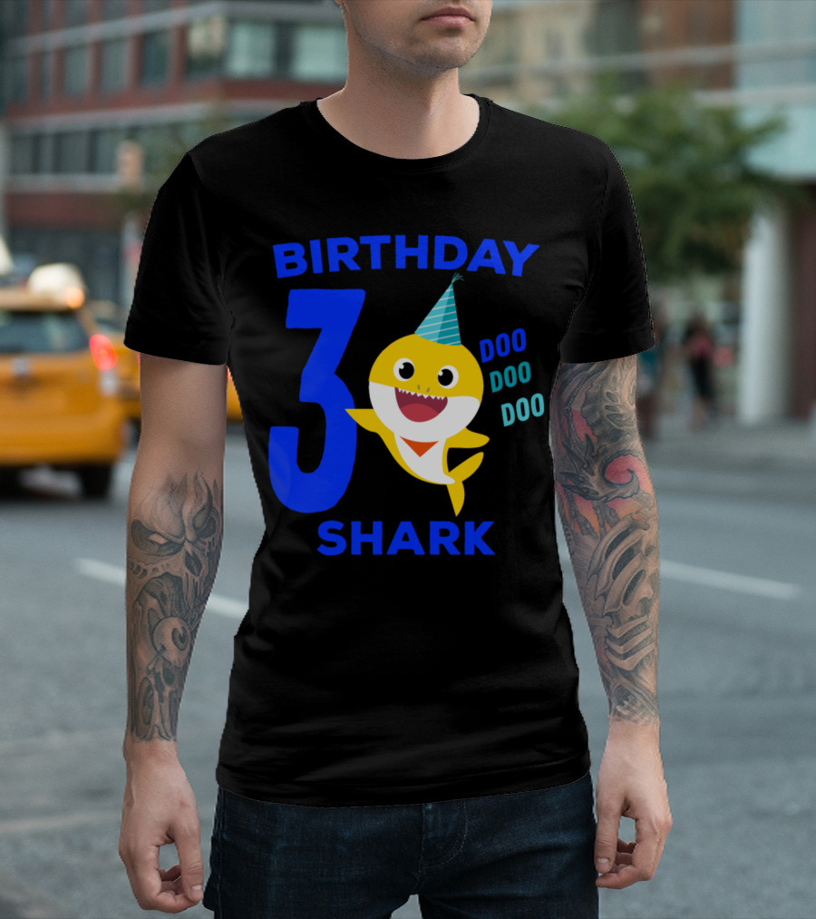 3rd Birthday Doo Doo Doo Baby Shark Song T-Shirt