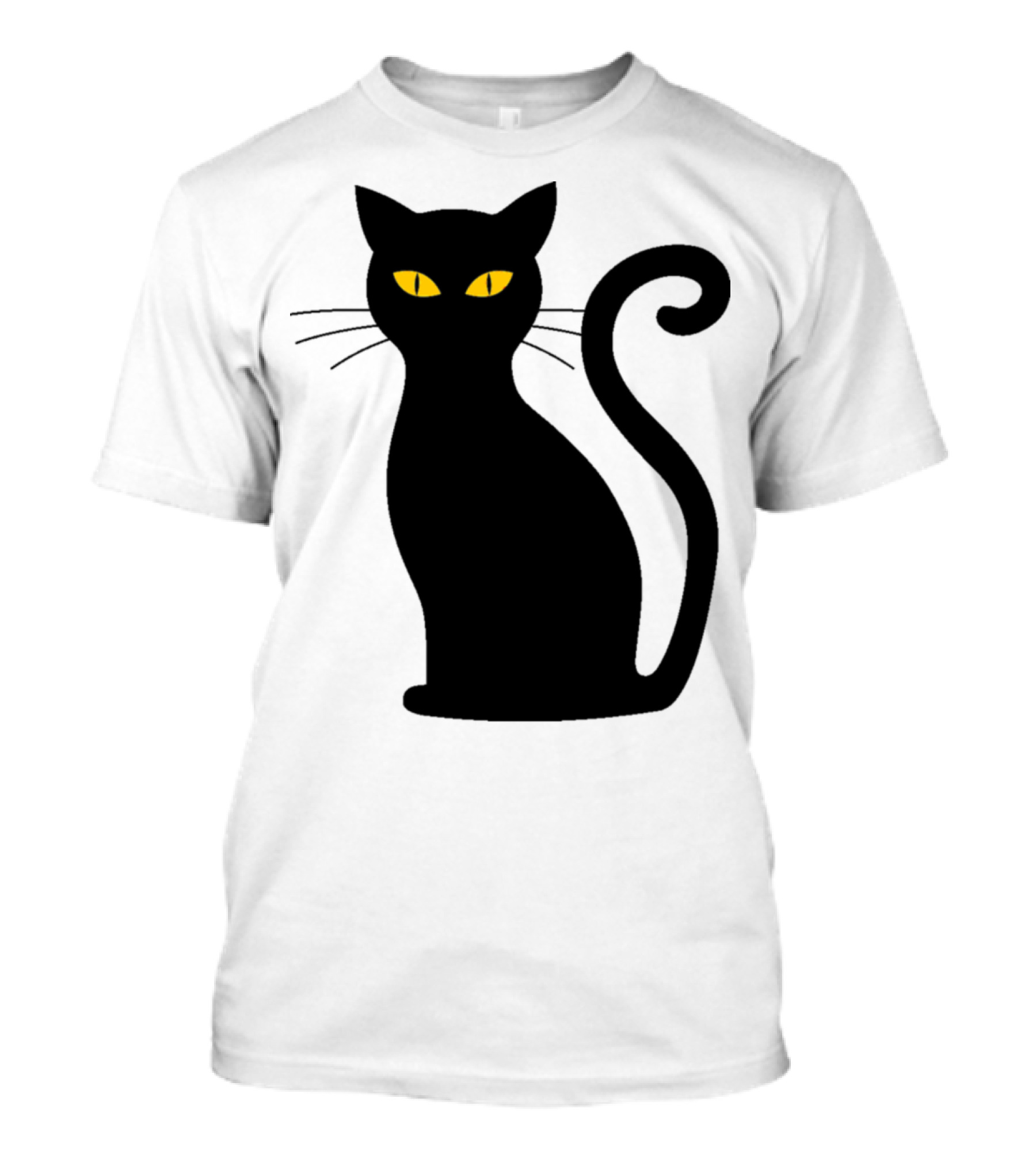 Black Cat Silhouette With Yellow Eyes T-Shirt
