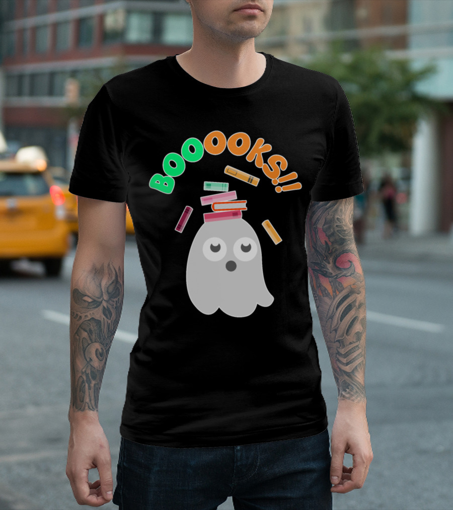 BOOOOKS Ghost Halloween Reading Geek With Floating Books T-Shirt