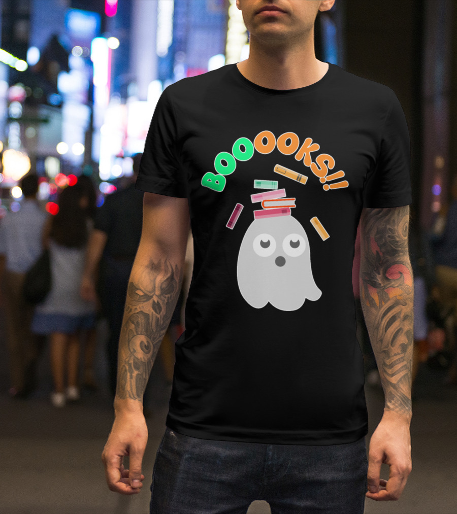 BOOOOKS Ghost Halloween Reading Geek With Floating Books T-Shirt