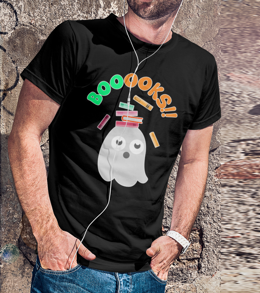 BOOOOKS Ghost Halloween Reading Geek With Floating Books T-Shirt