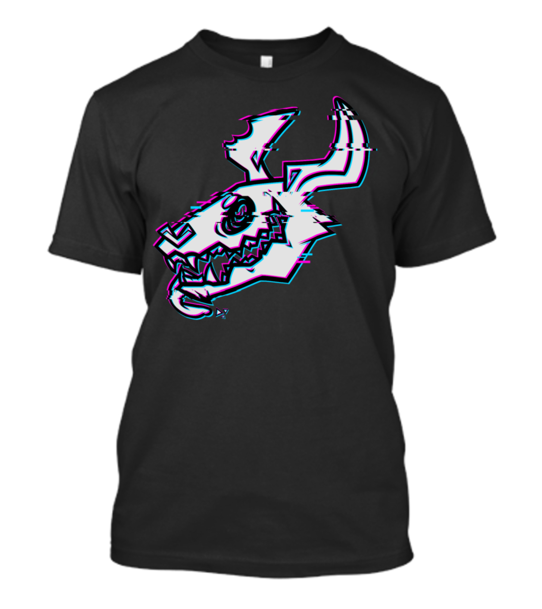 Converge Glitch Skull Graphic With Neon Accents T-Shirt